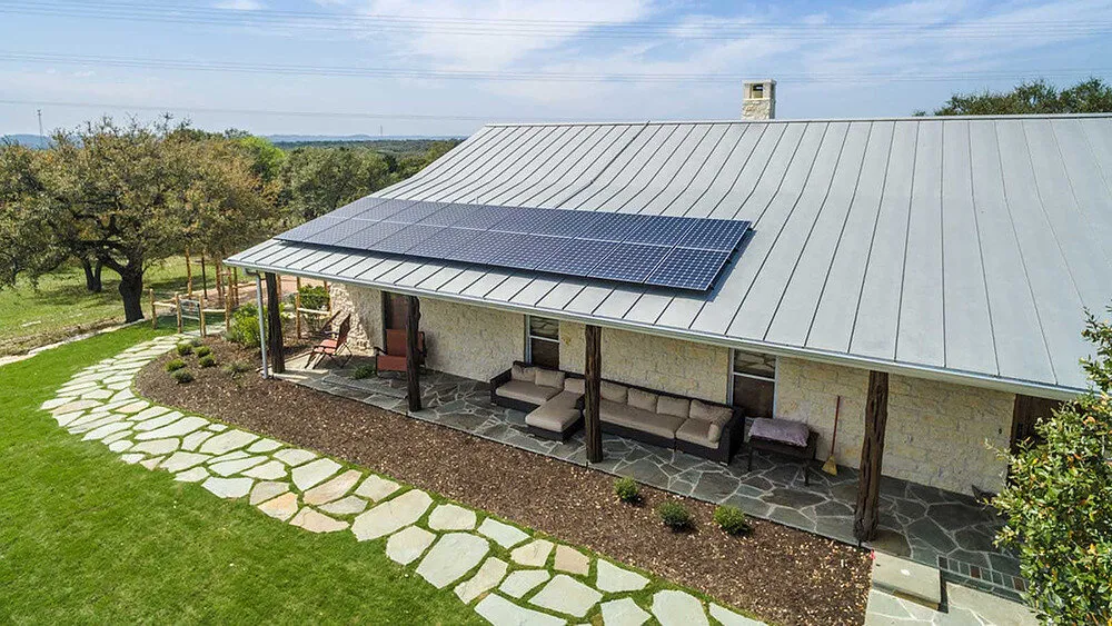 Solar panels on the roof of a house