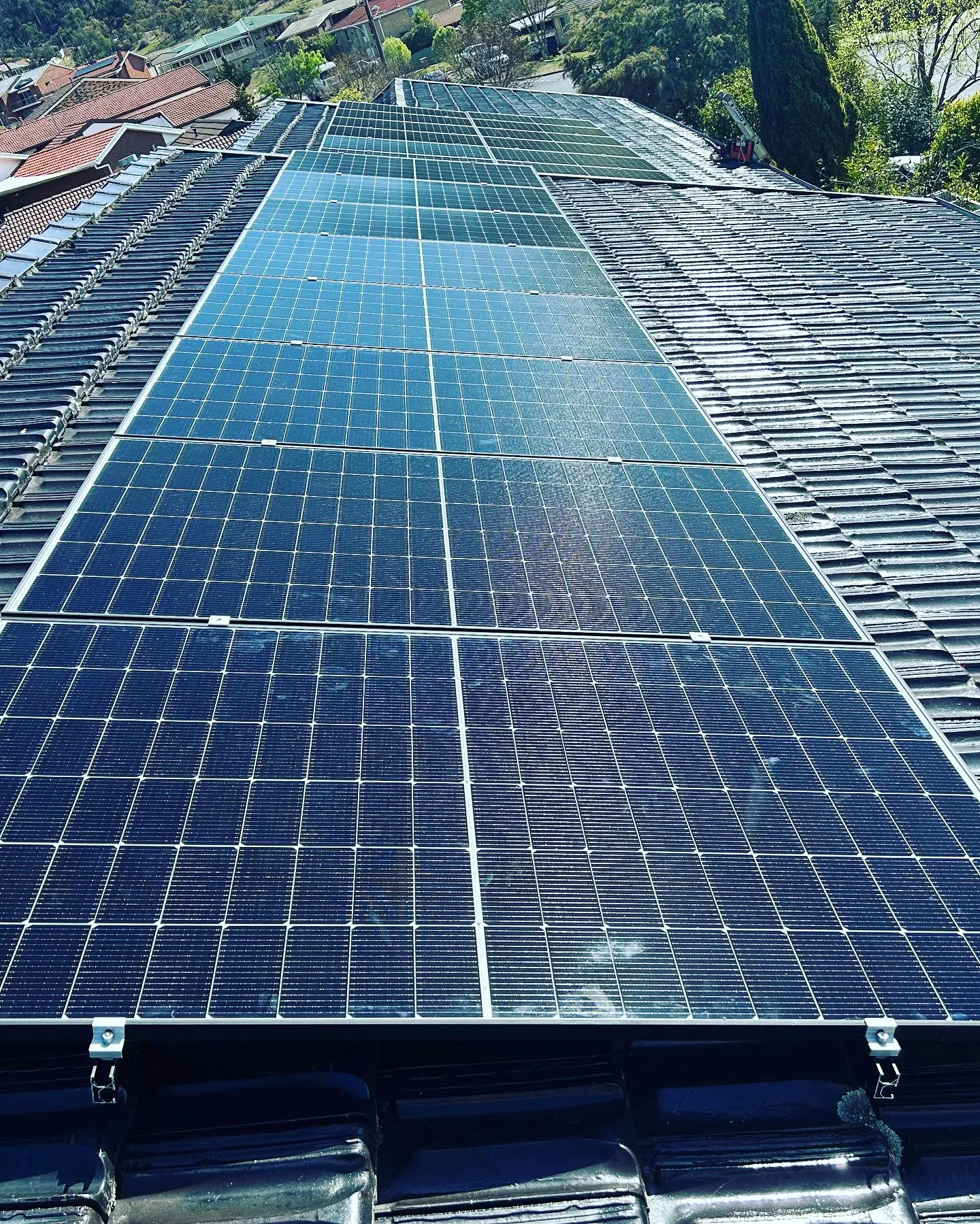 Solar panels on a tiled roof