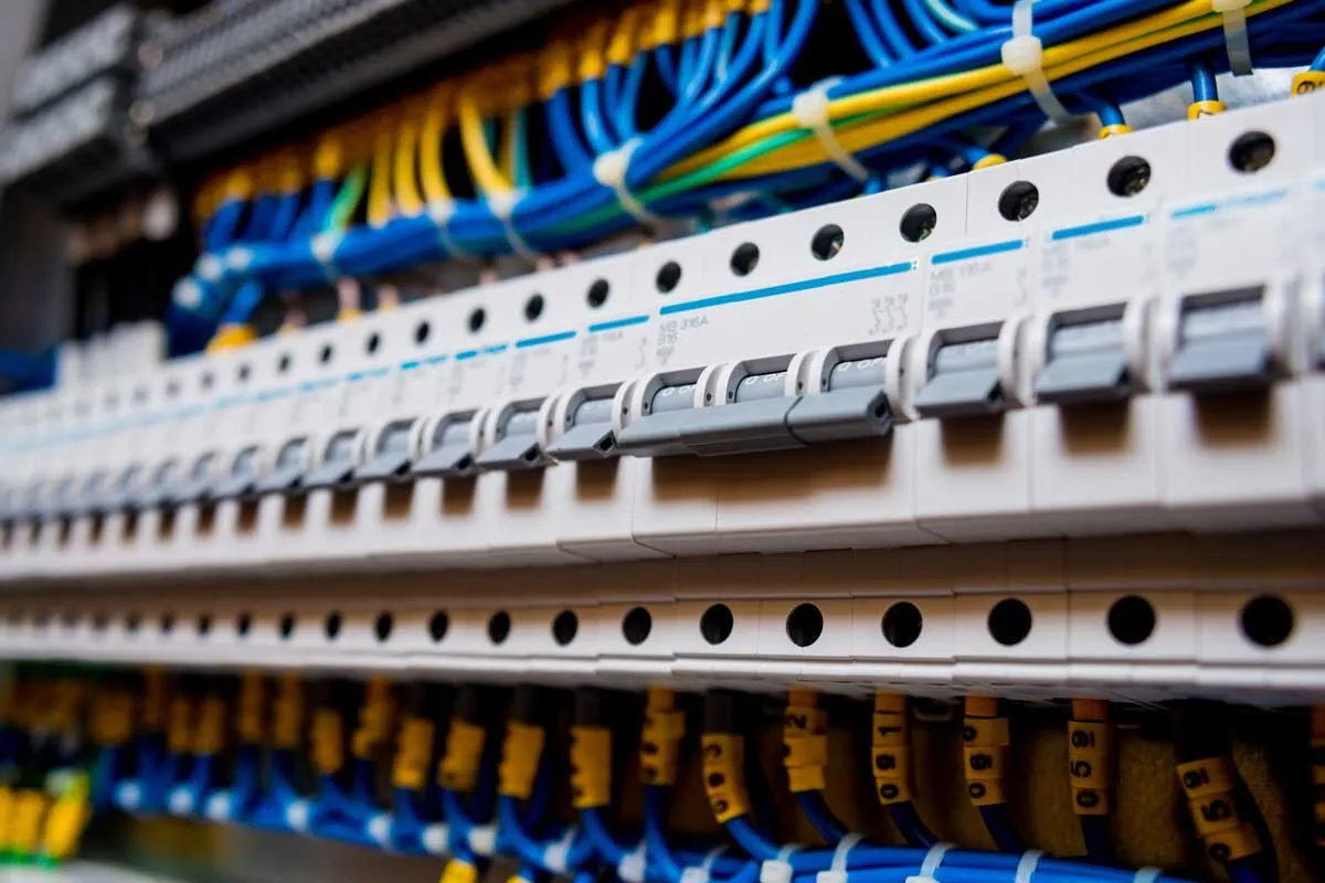 Wiring inside an electrical switchboard